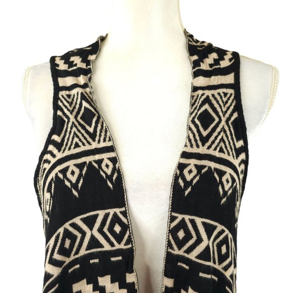 Blu Pepper Duster Cardigan Women M Southwestern Open Front Sleeveless Aztec Boho - Picture 7 of 16